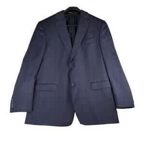 Hart Schaffner Marx Navy Blue Pinstripe Two Button Sport Coat Jacket Men's 46L